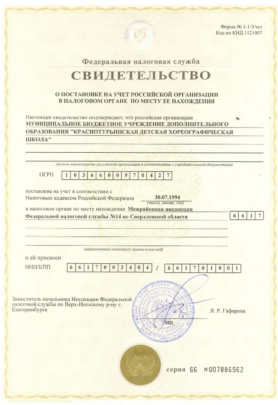 Свидетельство о постановке на учет в налоговом органе (1)